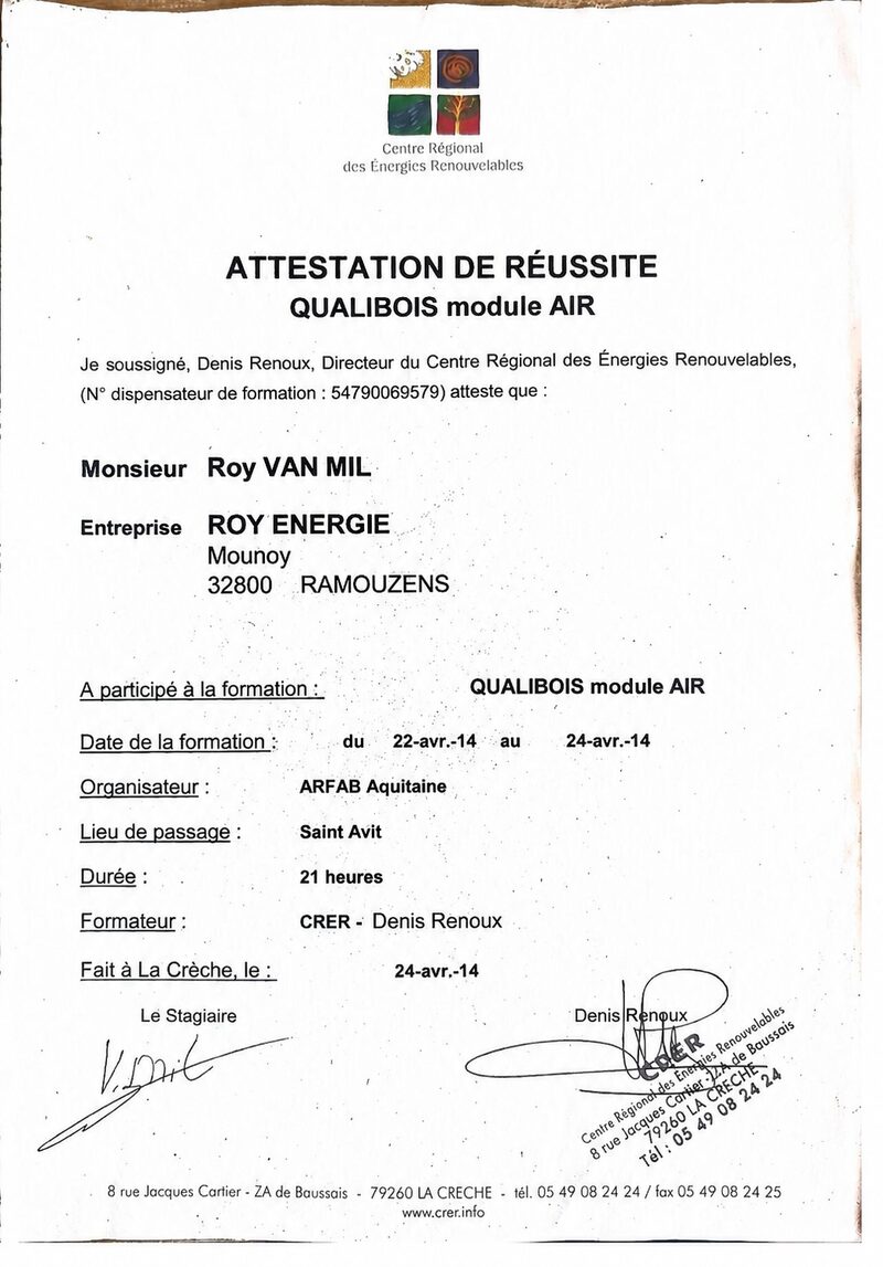 Attestation QualiBois